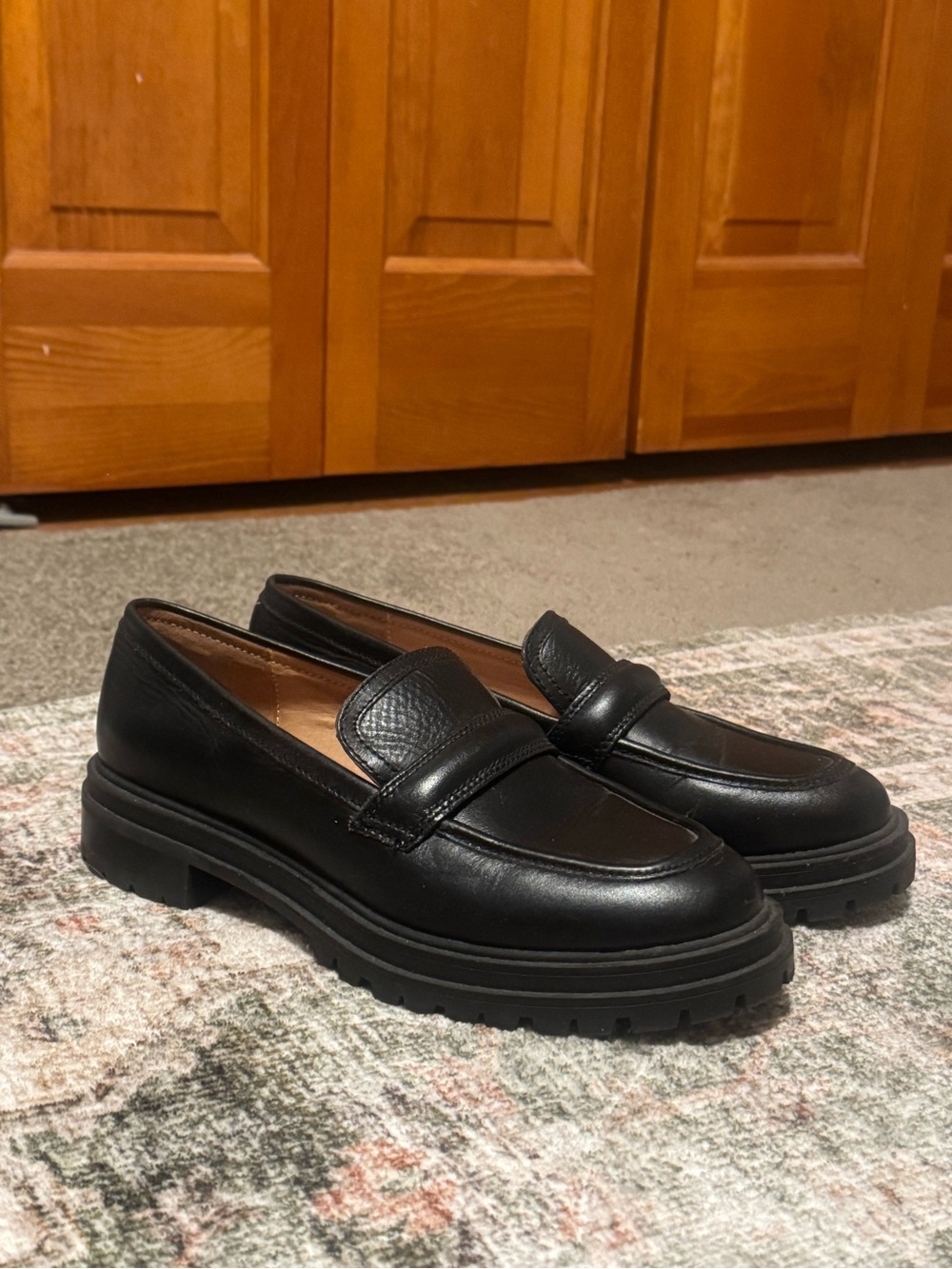 Madewell Bradley Lugsole Loafers in black leather - size 8